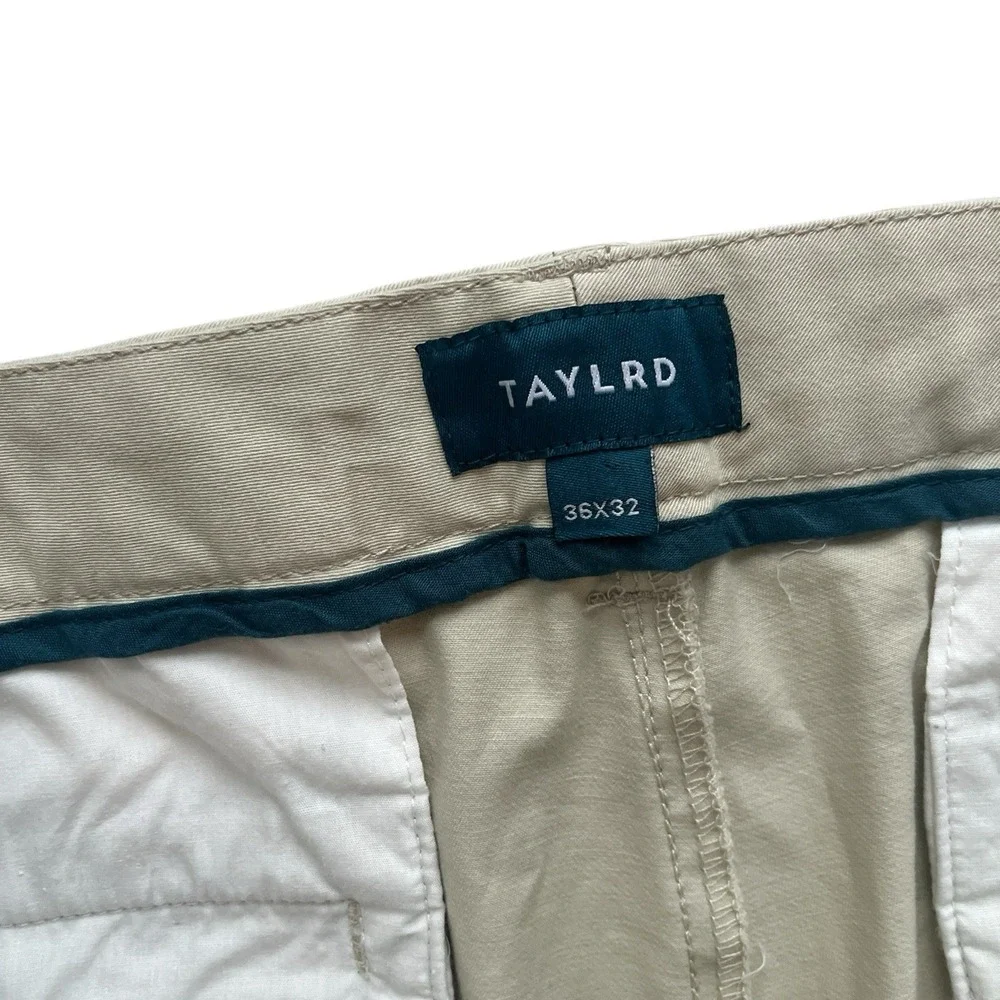 Taylrd Men's Size 36 x 32 Taylrd Fit Khaki Beige Pants‎ Capsule 96% Cotton